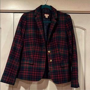 J. Crew Red and Black Plaid Blazer Size 4